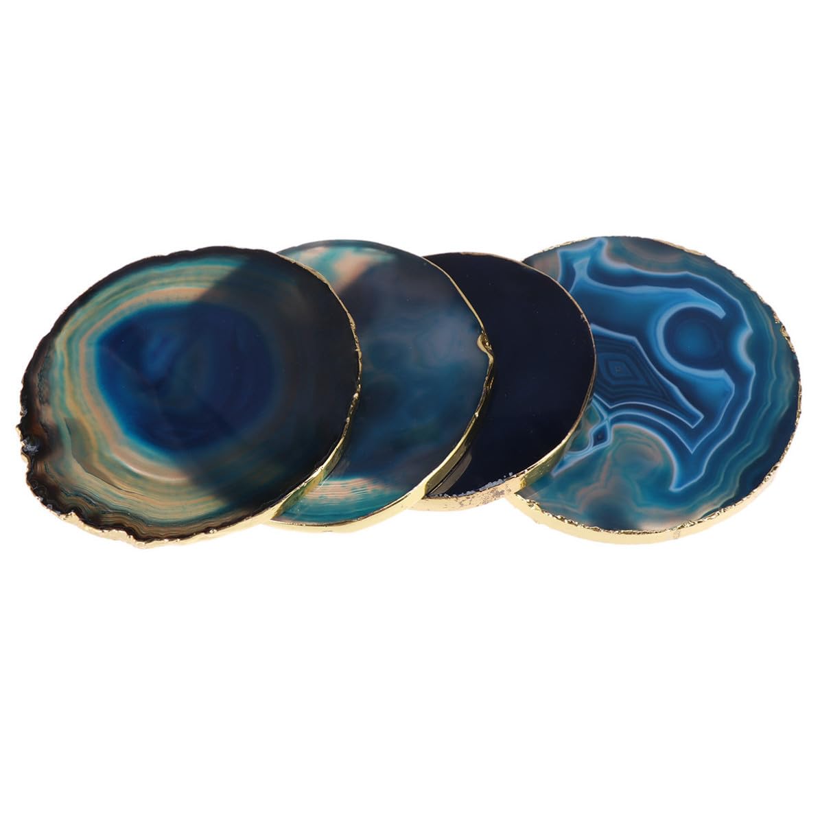 Sottobicchieri Rotondi Creativi in Agata, 4 Pezzi Blu