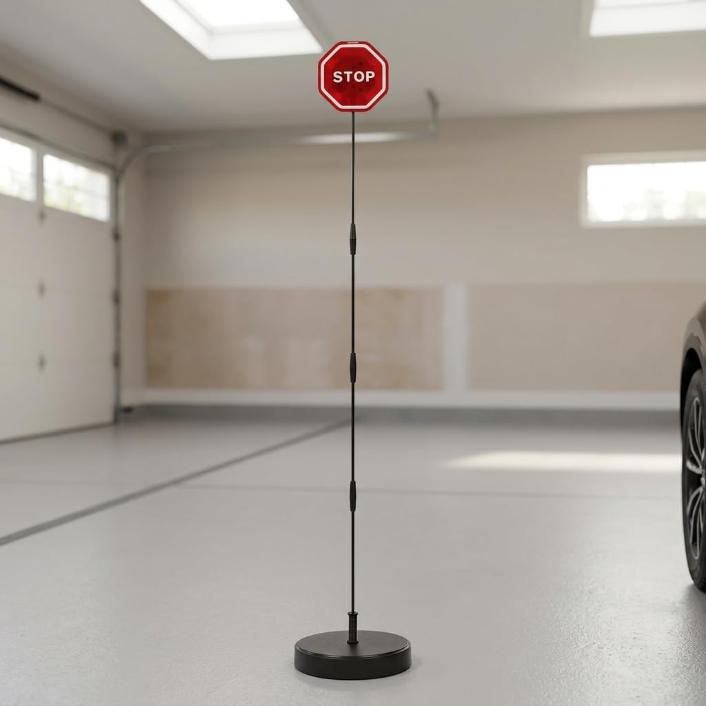 Garage Parking Assist Stop Sign with Flashing Light Adjustable