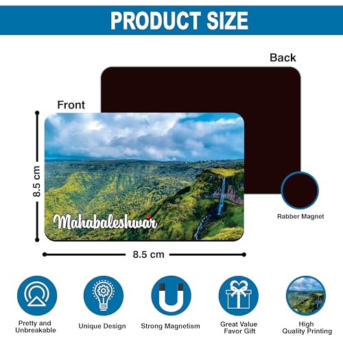 Image of Elegant Fridge Magnet with Themes |Rectangular Size Refrigerator Magnet with Magnetic Rubber Back | Pack of 1, 8.6cm X 5.4cm (Mahabaleshwar)