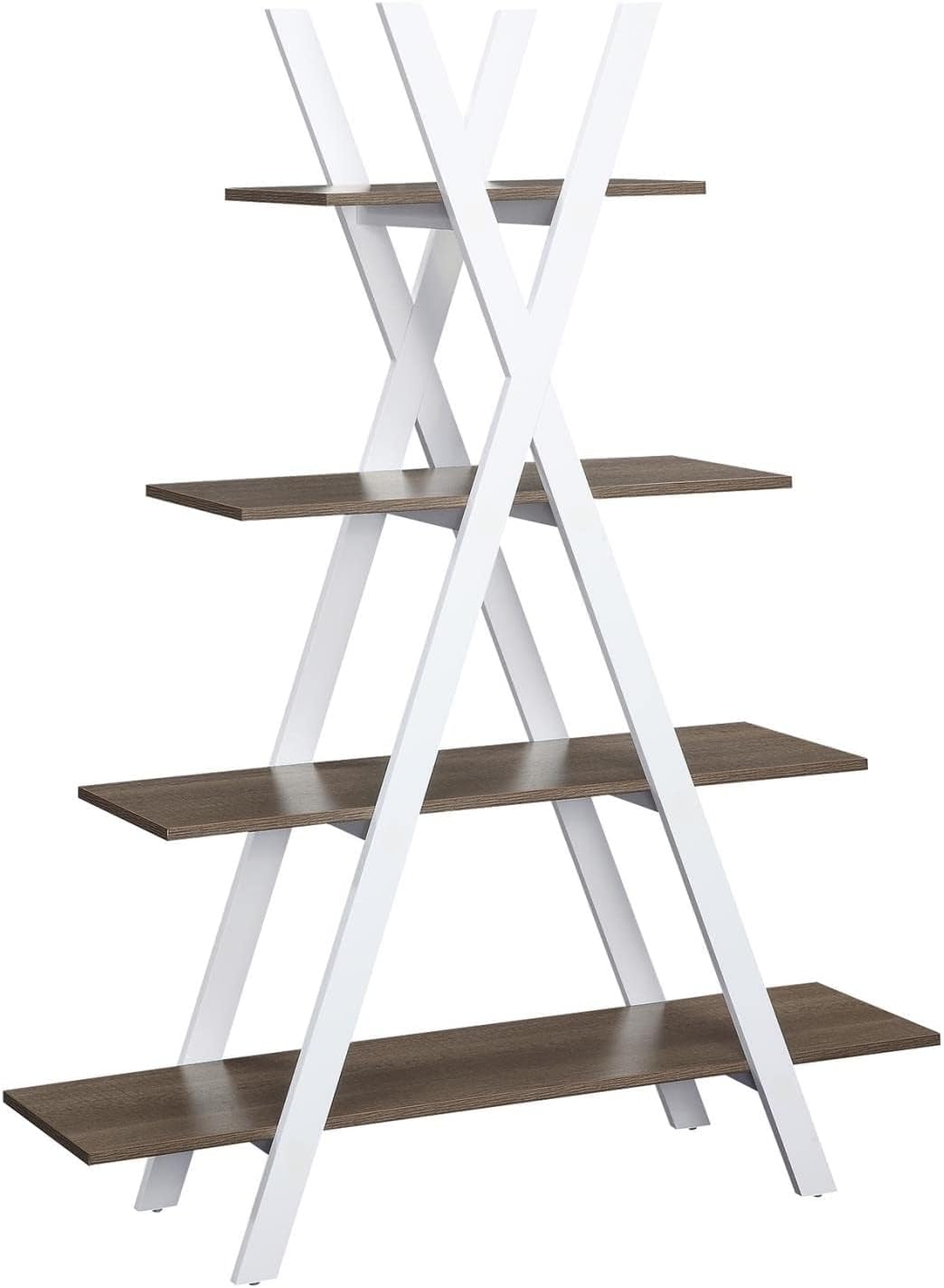 Convenience Concepts Oxford A Frame Bookshelf 45.75" - 4-Tier Farmhouse Open-Concept Bookshelf for Living Room, Family Room X-Shaped Shelving Unit for Media & Home Decor, Office Storage, Cherry/Black