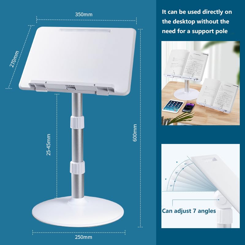 Book Stand for Reading Hands Free Height Adjustable Laptop Stand for Desk Ergonomic Cookbook Stand Recipe Book Holder — view 4