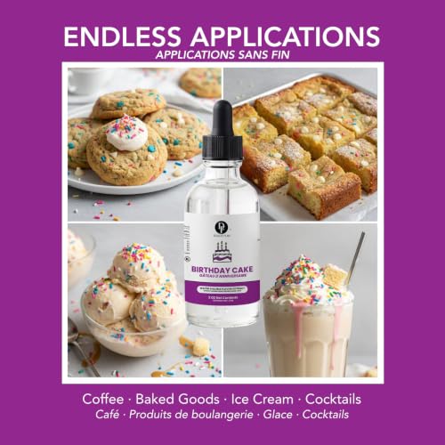 Image of Dolce Flav Birthday Cake Extract - 2 Ounce Water-Soluble Kosher, Sugar-Free, Concentrated Festive Cake Flavoring for Frostings, Cupcakes & Desserts, Includes Measured Dropper