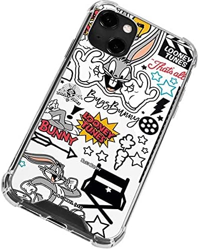 Skinit Clear Phone Case Compatible with iPhone 13 - Officially Licensed Looney Tunes Bugs Bunny Patches Design
