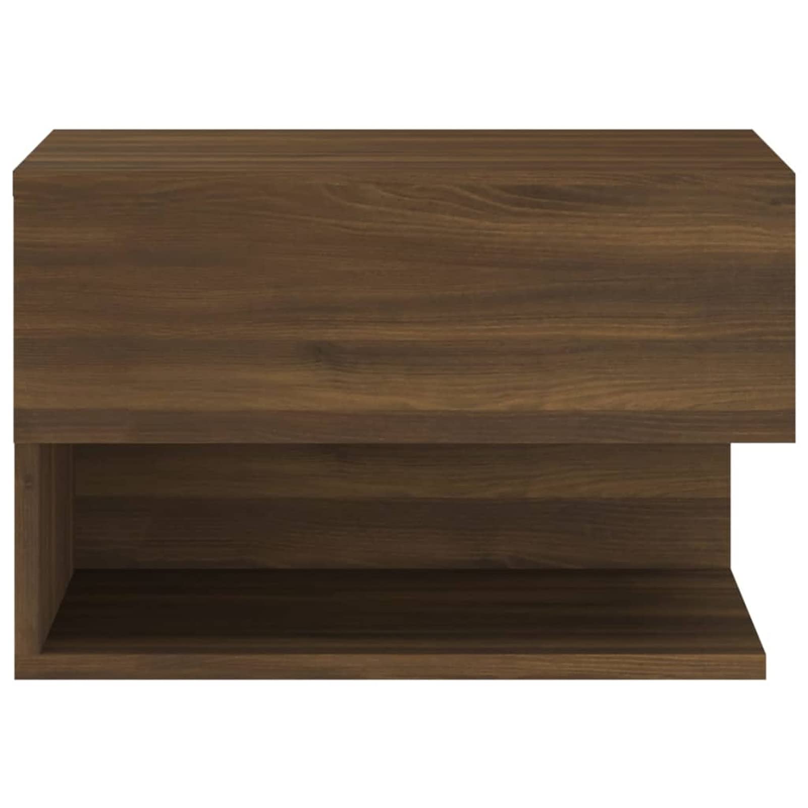 Comodino Sospenso Galleggiante Con Cassetto, Marrone Legno, 2 Ripiani, Dimensioni 34x24 Cm - 2