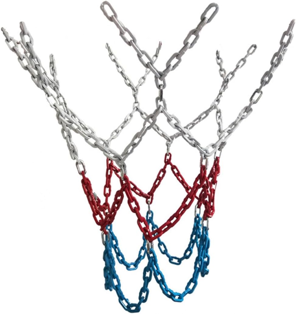 BESTonZON Tricolor Heavy Duty Basketball Net Chain Mesh 12-Loop Outdoor Basketball Rim Replacement for Sports and Outdoor Court Equipment