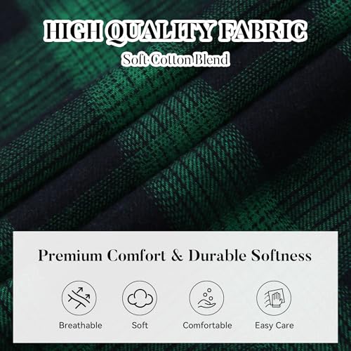 Image of WARHORSEE Flannel Shirt for Men Long Sleeve Button Down Plaid Shirts | Soft Cotton Blend for Multi-season Wear, Lightweight yet Warm, Dual buttoned storage pockets, Machine Washable Easy Care