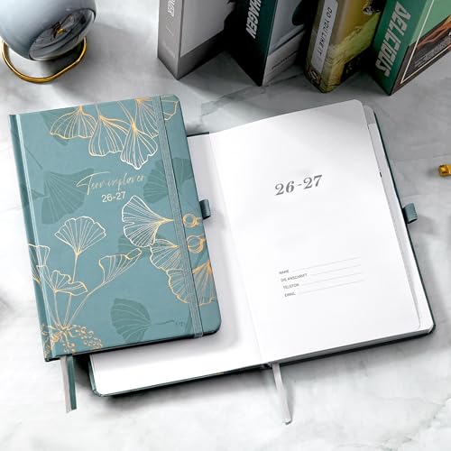 Terminplaner 2026 2027 - A5 Kalender 2026 2027 von August 2026 bis September 2027, Buchkalender 26 27, Wochenplaner 26 27 mit Innentasche, Elastischer Verschluss, 21.3 x 14.7cm