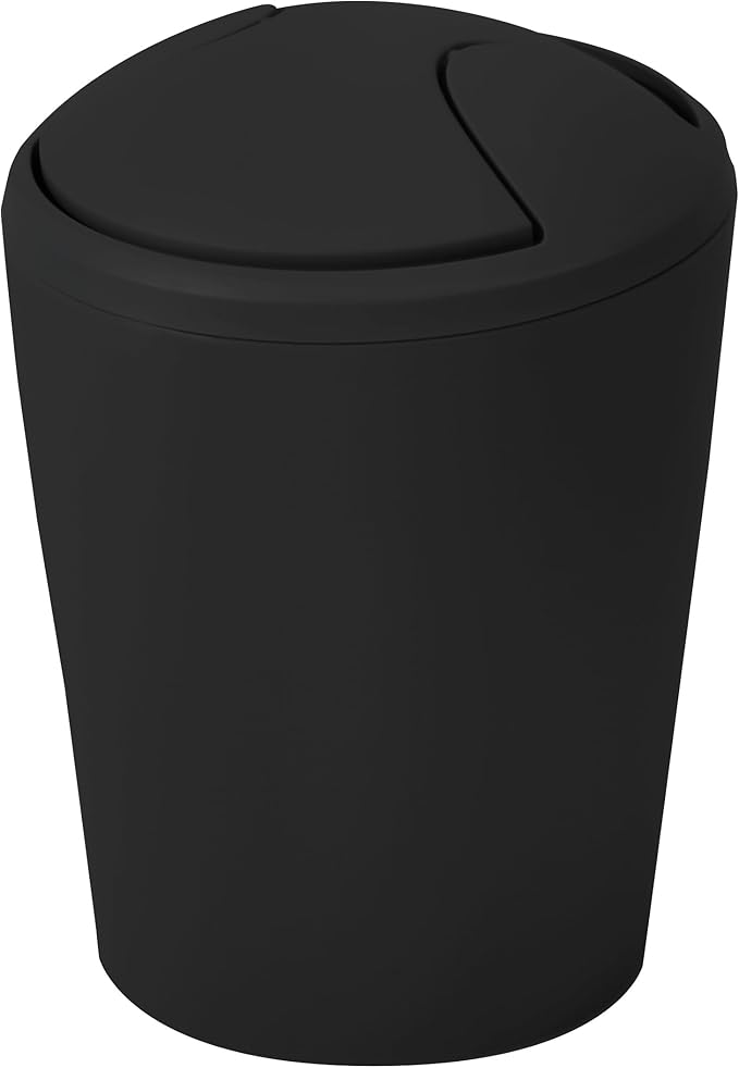 Spirella Kosmetikeimer Move Abfalleimer Schwingdeckeleimer | Kunststoff | 2 Liter |Schwarz