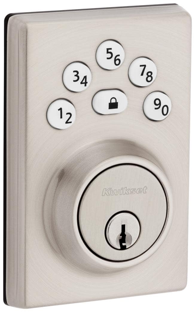 Pêne dormant électronique contemporain Kwikset 9240CNT-15 nickel satiné