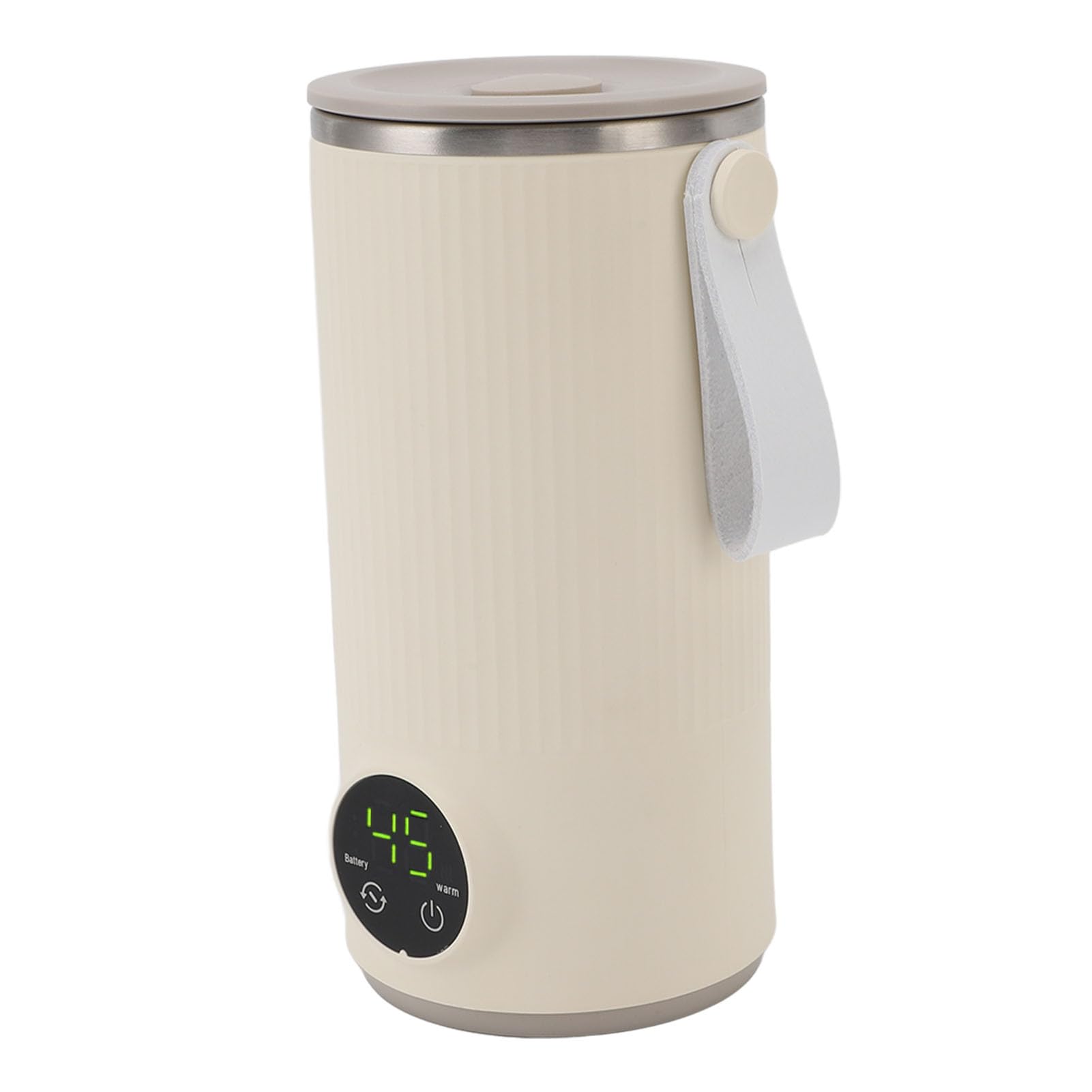 Calentador/agitador de Biberones Portátil, Fabricado en Acero Inoxidable y Material ABS, Recargable por USB, Calienta hasta 55 ℃, Calentador de Biberones de Viaje Inalámbrico, 400 ml.