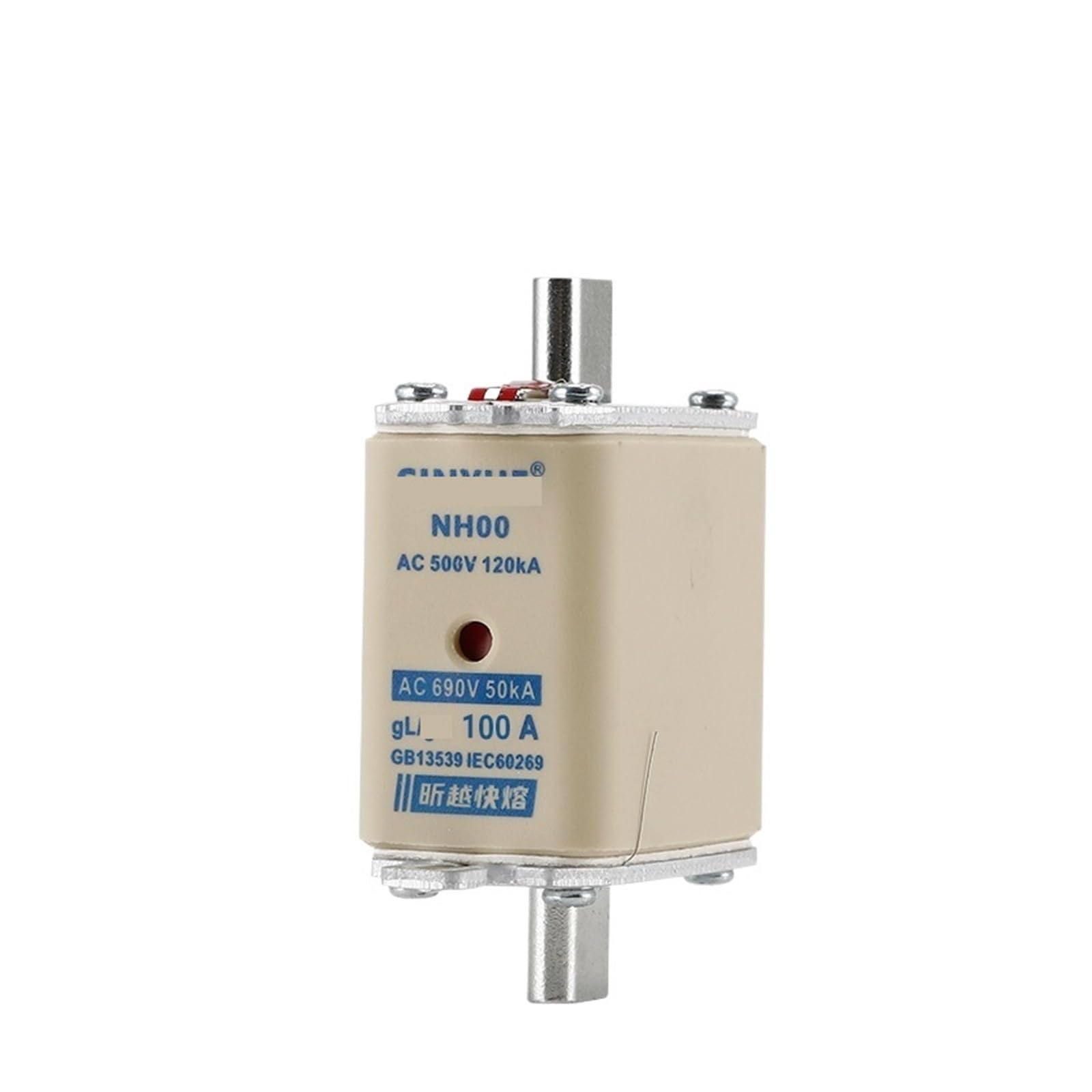 Fusible à tube carré NH00-100A haut pouvoir de coupure contre les courts-circuits