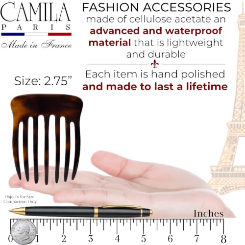 Image of Camila Paris CP2431 Hair Side Comb 2.75 inch French Twist Hair Combs Clips | Small French Comb Hair Clips Pin, Hair Side Combs for Women, Made in France