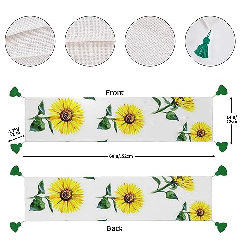 Chemin de table en lin imprimé tournesol d'été pour repas de mariage convivial - 5