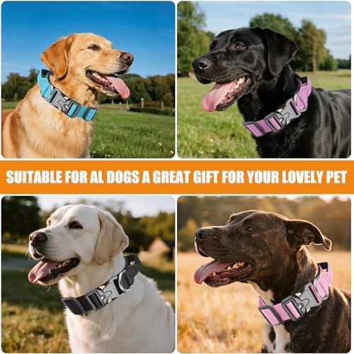 Taktisches Halsband Hund mit Griff, Hundehalsband Breit Gepolstert mit Metallschnalle, Verstellbar Nylon Dog Collar für Mittlere Große Hunde (Schwarz, M)