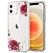 Produktbild CYRILL Cecile kompatibel mit iPhone 12 Pro und iPhone 12 Hülle, (2020) (6,1 Zoll) Transparent Motiv Hart PC Back & Soft Silikon Bumper Handyhülle Durchsichtige Case - Rot Blumen