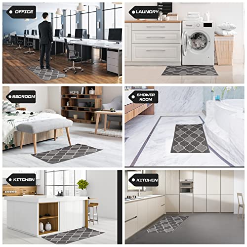 Kitchen Rugs And Mats, Non Skid Machine Washable Soft Kitchen Mats For Floor Kitchen Runner Rug Absorbent Resist Dirt Comfort Standing Mat Made Of 100% Polypropylene Strip Tpr Backing (Grey, 18"X48") #TOP6
