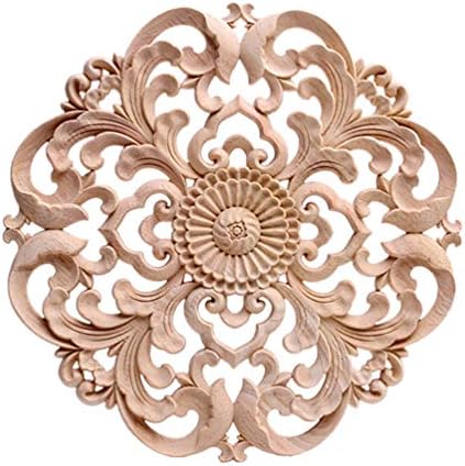 BESPORTBLE Wooden Carved Onlay Applique Unpainted Wood Applique Vintage European Style Carved Decal for Home Furniture Decoration 24cm