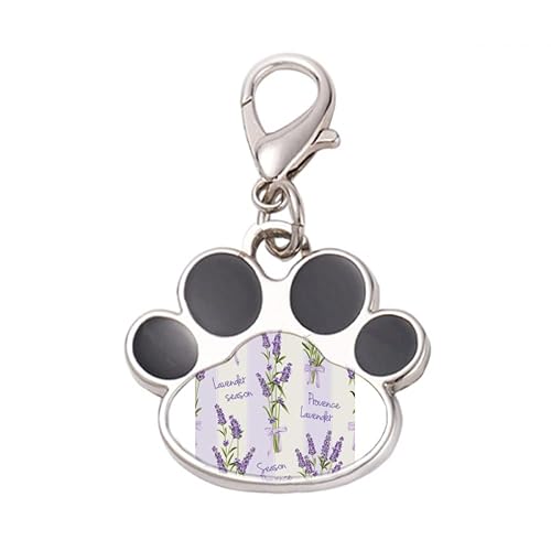 DIYthinker?Lavender Drawing Art Pet Tag Keychain Dog Cat ID