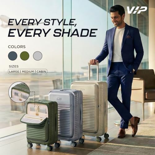 Image of VIP FLEX9010 Expandable Cabin Trolley Bag 55cm | Small | Hard Luggage | 8-Wheel Business Travel Suitcase with 15.6 inch Laptop Compatible | Flushed TSA Lock | 3 Years International Warranty (Beige)