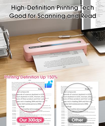 Phomemo Portable Printers Wireless for Travel, Thermal Inkless Bluetooth Mobile Printer Support 8.5'' x 11'' US Letter,Compatible with Phone & Laptop for Home,Office,Travel,with 1 Case