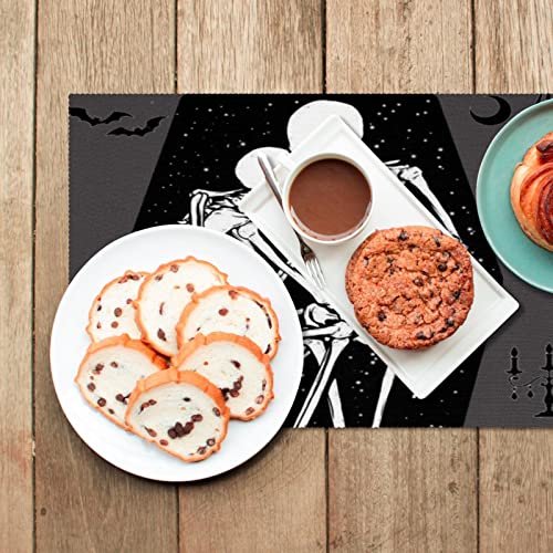 Set de table squelette pour vos repas d'Halloween et soirées à thème - Lot de 6 antidérapants - 7