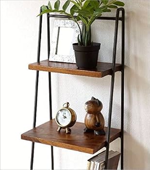 Amazon｜ラダーラック おしゃれ 木製 アイアン ラダーシェルフ はしご