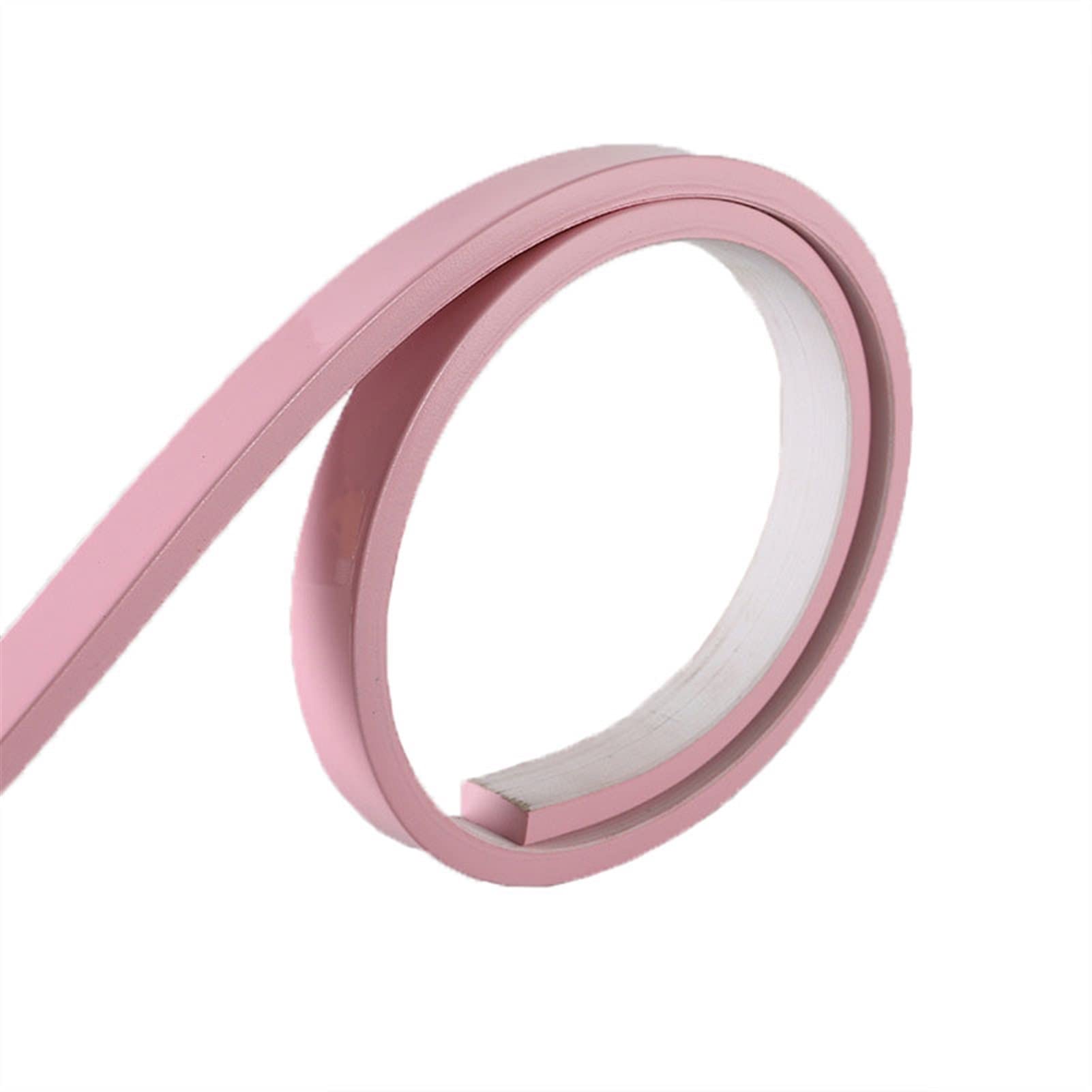 5m Flexible Trim Caulk Strip Wall Moulding Trim Home Wall Corner Deco, Ceiling, Tile Edge, Baseboard Laminate Floor Beading Floor Edging Strip-Peel and Stick (Color : Pink, Size : 0.8cm)