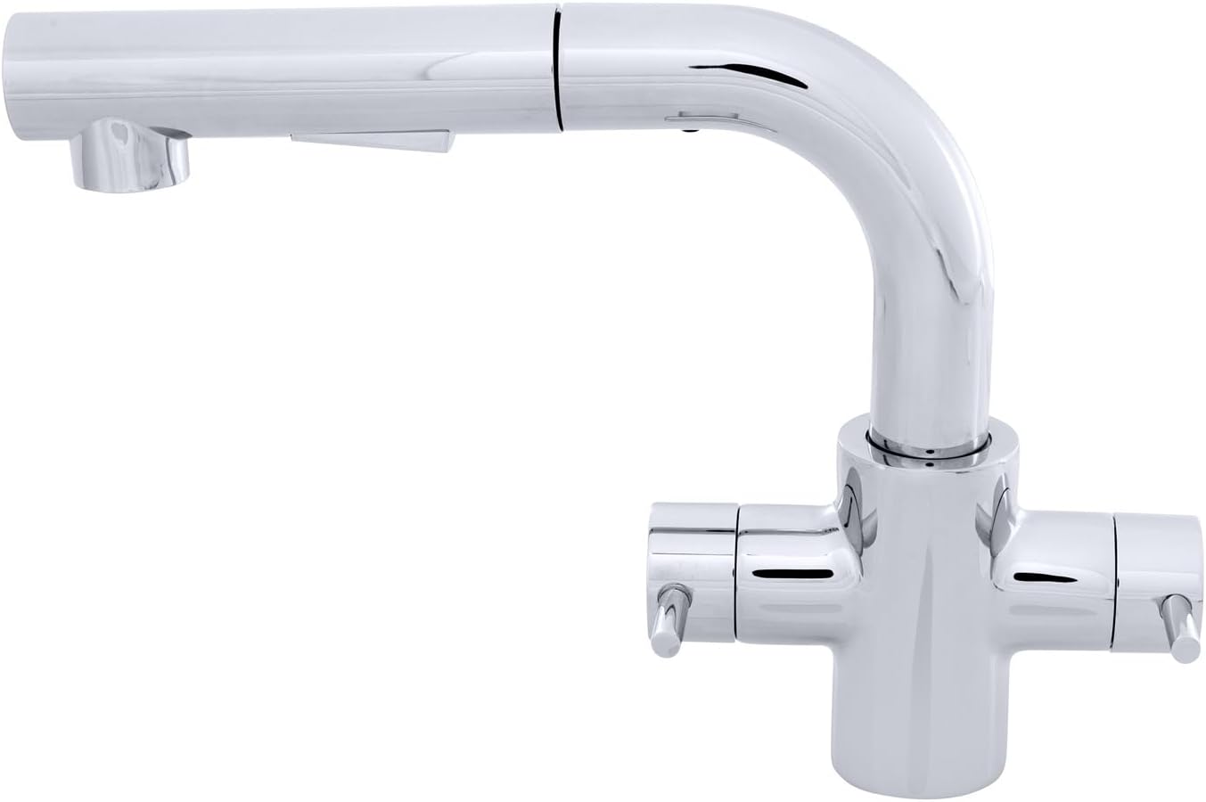 AMBASSADOR MARINE- Aidack™ Galley (Kitchen) Faucet- Pull-Out Wand Sprayer & 10' Stainless Steel Hose, Pull-Out Faucet (Hot/Cold Mixer) Chrome for Boat/RV/Camper- 132-1735-CP-W