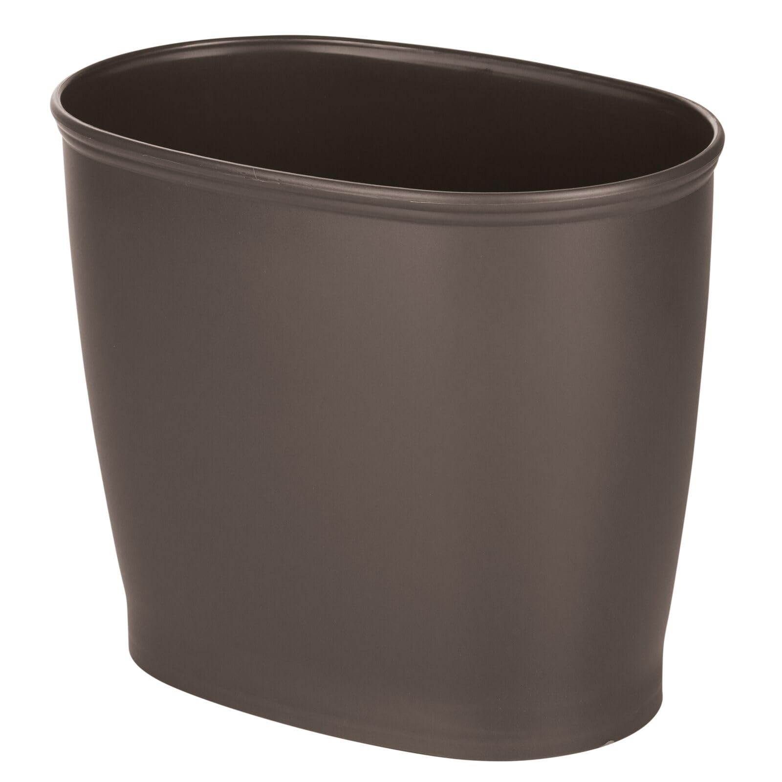 Photo 1 of [MINOR DAMAGE] mDesign Plastic Oval Small 2.25 Gallon/8.5 Liter Trash Can Wastebasket, Garbage Container Bin for Bathroom, Kitchen, Office, Dorm - Holds Waste, Refuse, Recycling, Hyde Collection, Dark Brown