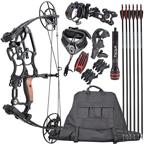 AMEYXGS Bogenschießen Compoundbogen Kits für Erwachsene 50-75LBS Jagdbogen Sportbogen mit Pfeile und Bogen Zubehör 25-30" 340fps Geschwindigkeit Rechts- und Linkshänder (Schwarz)