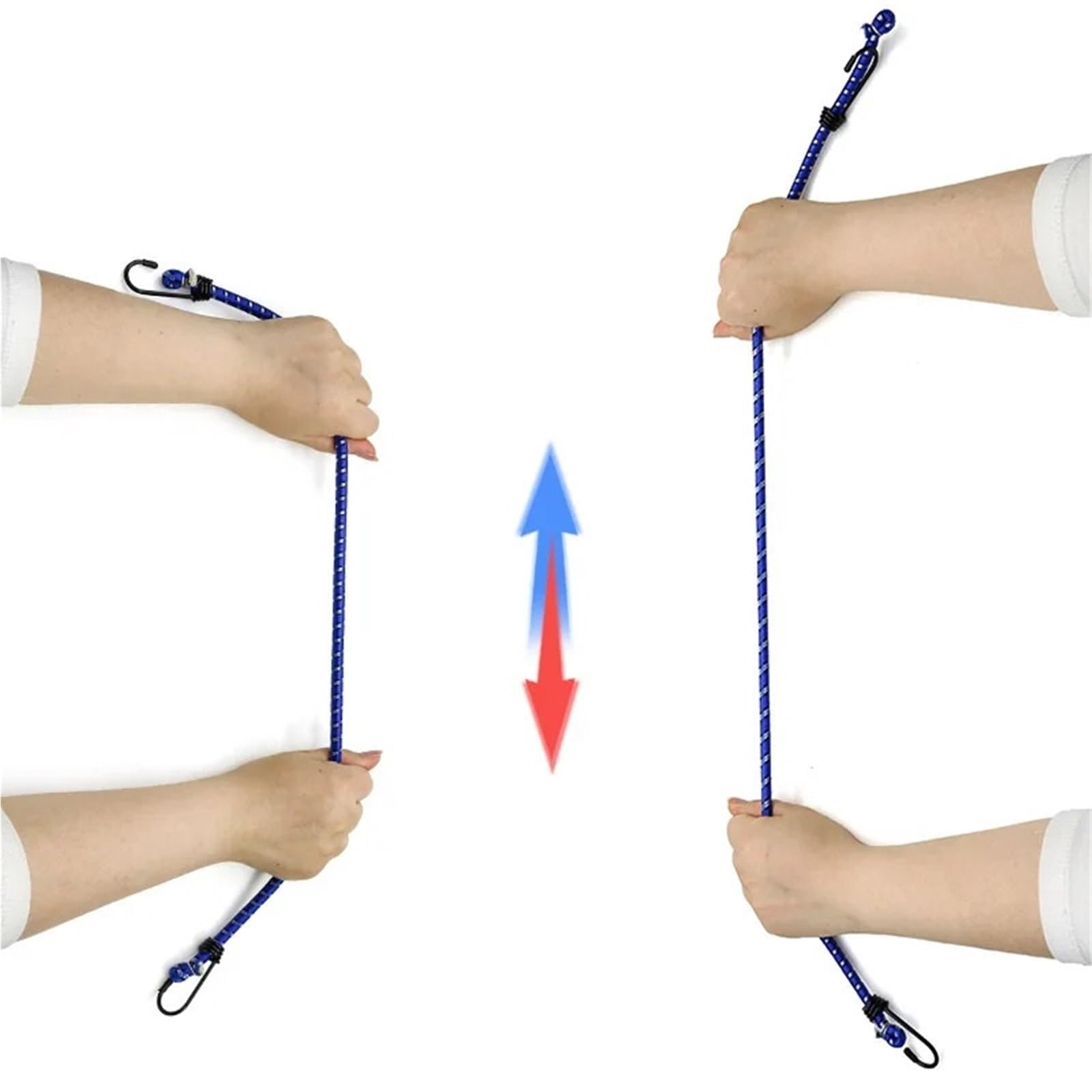 Elastyczny 3-częściowy zestaw linek do bungee z haczykami | Multicolor 60/100 cm 3 szt. Kemping, rowery, samochody: Elastyczne paski z haczykami do mocowania bagażu(Blue,60cm)