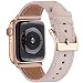 Produktbild WFEAGL Kompatibel für Apple Watch Armband 40mm 38mm 42mm 44mm,Lederband mit Edelstahl-Verschluss Kompatibel für Serie 5 Serie 4/3/2/1(38mm 40mm, Rosa Sand+rosé Gold Quadratische Schnalle)