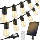 Kasonic 58 FT LED Outdoor String Lights, 2 in 1, AC and Solar Powered, 15 Hanging Sockets 17...