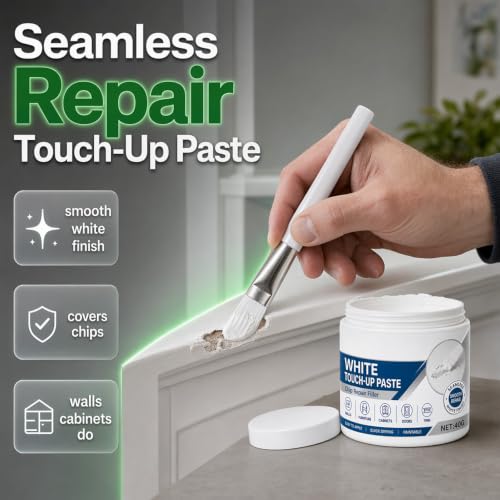 Image of White Furniture Touch-Up Paste with Brush, 40g Wood Repair Filler (White*1)