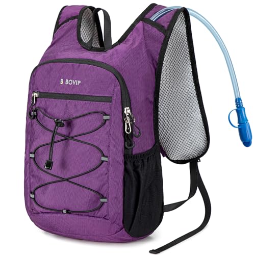 BOVIP Lightweight Hydration Back,15L Multipurpose Hiking Backpack with 1.5L Water Bladder ,Hydro Water Daypack for Cycling Hiking Rave for Men Women