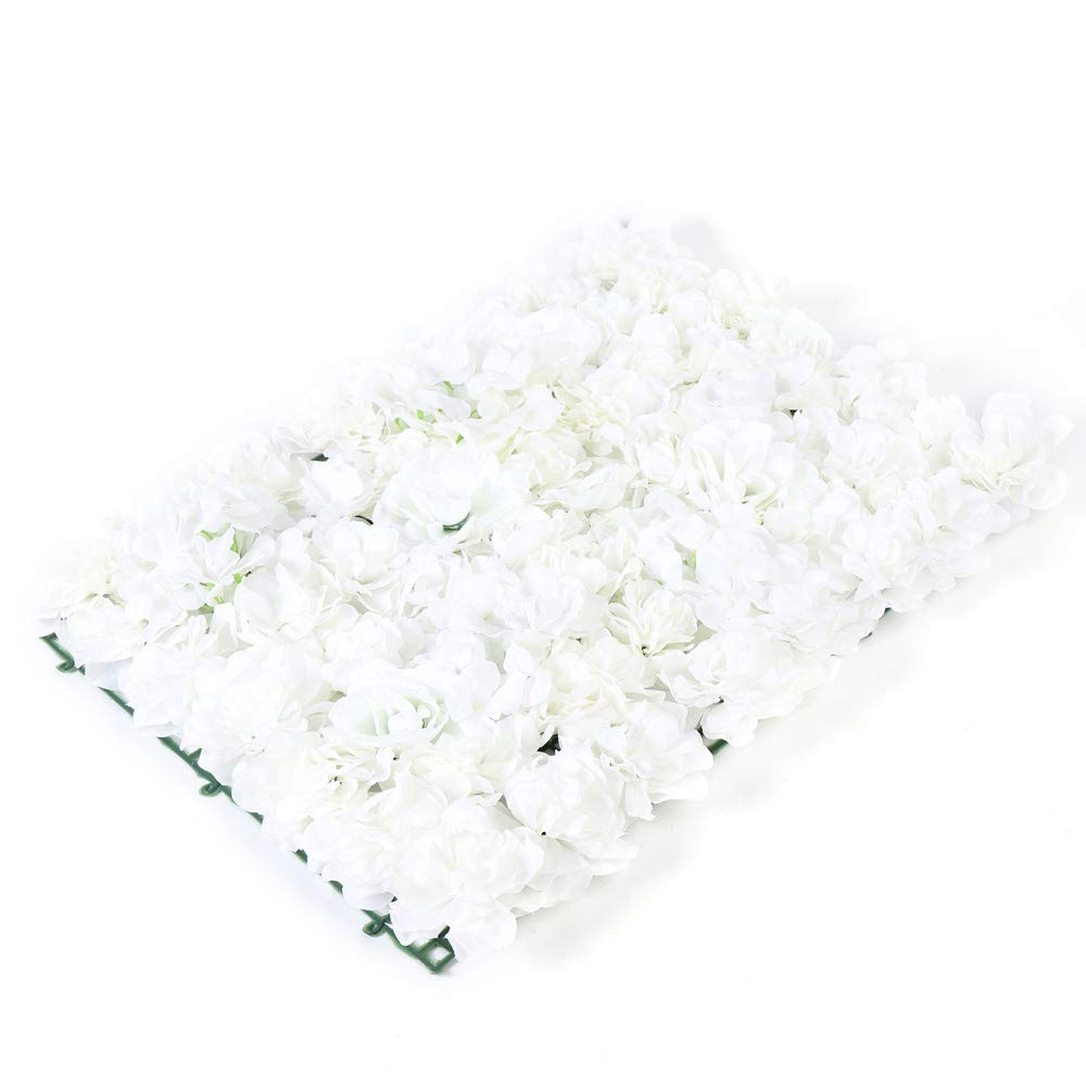20Pcs KüNstliche Blumen Wand Seidenblume Rosenwand Hintergrund Hochzeit Deco KüNstlich DIY Kunstblumen Fest Geburtstag Hochzeitsfotografie FüR Party Garten Dekor Romantische Paneele Weiß 40*60Cm
