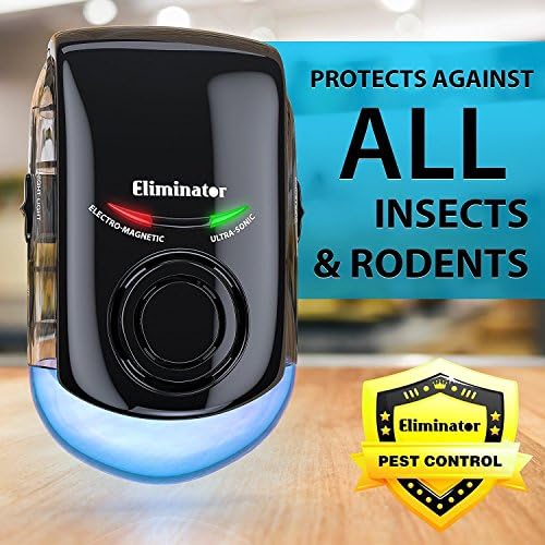 Eliminator Plug-in Electric Pest Repeller Deterrent with LED Night Light – Eradicates All Types of Insects and Rodents, Mice, Bugs, Etc. Pest Control Solution [Upgraded Version]