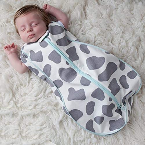 Image of Woombie Grow with Me Baby Swaddle, Convertible Swaddle Fits Babies 0-9 Months, Expands to Wearable Blanket for Babies Up to 18 Months, Moo Gray