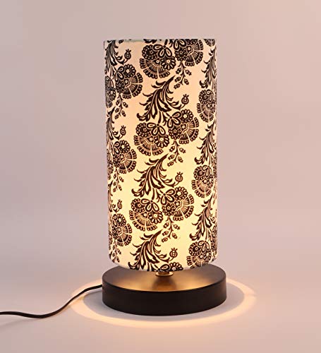 Image of tu casa Mangowood Square Block Style Table Lamp for Home Decoration, Bedroom, Living Room, Lounge, Office, Festival Gifting, Study Table (Filigree Design Print)