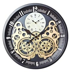 Industrial Wall Clock, Non Ticking Vintage Moving Gear Battery Operated Antique Steampunk Decor photo Industrial Wall Clock, Non Ticking Vintage Moving Gear Battery Operated Antique Steampunk Decor