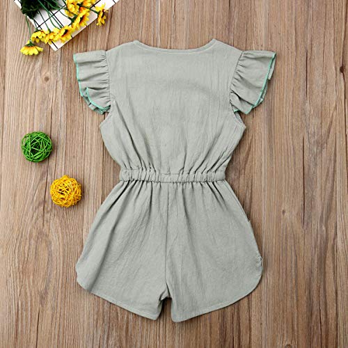 BULINGNA Toddler Kids Baby Girl Flutter Sleeve/Sleeveless Romper Jumpsuit Botton Down Shirt Tops with Bowknot4