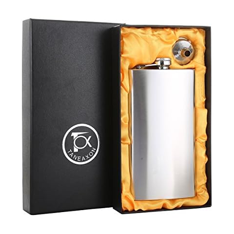 12 oz Classic Silver Stainless Steel Flask with Funnel Cover