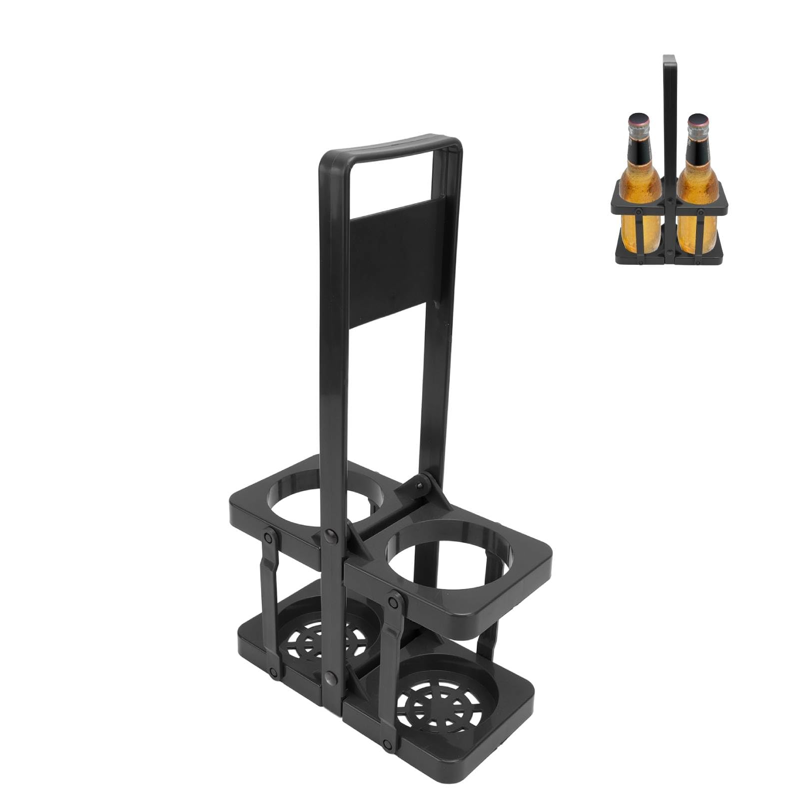 Reusable Drink Carrier, Foldable Beer Caddy Beverage Delivery Holder Plastic Coffee Wine Rack Basket for Grubhub Doordash Postmates Drivers, Catering, Restaurant(Black)