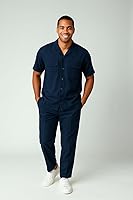 Vista 4 de STACY ADAMS Conjunto de camisa y pantalón de lino para hombre