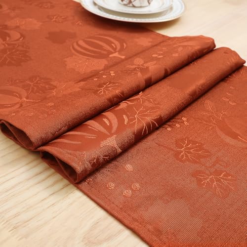 Smiry THZB012 Fall Table Runner, 13X72 Inch Autumn Pumpkin Damask Table Runner thumb #5