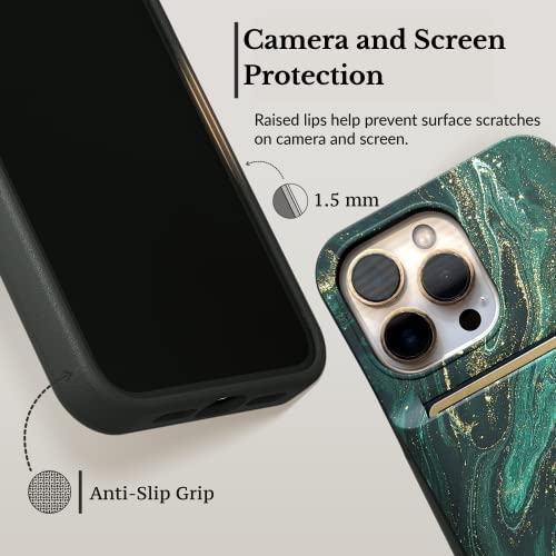 Lupa Legacy Iphone 13 Pro Case Wallet - Case With Card Holder - [Protective + Durable] For Women And Men - Iphone 13 Pro Flip Cell Phone Case - Folio Credit Cover - Emerald Marble #TOP3