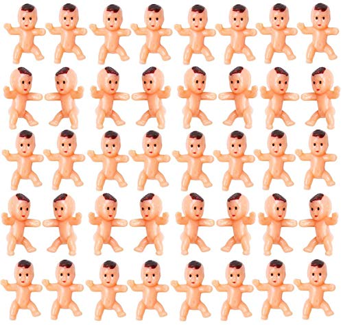 Mini Kunststoff Babys, 100 Stück Kleine Figuren Puppen Babies Born Dusche für Dusche Party Gefallen Eiswürfel Dekorationen Baden und Basteln, 1 inch
