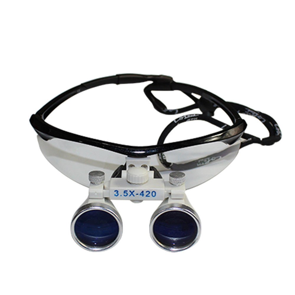 BoNew Dental Loupes Binokularlupen Kopflupe Lupenbrille LED Headlight Beleuchtung 3.5×420MM