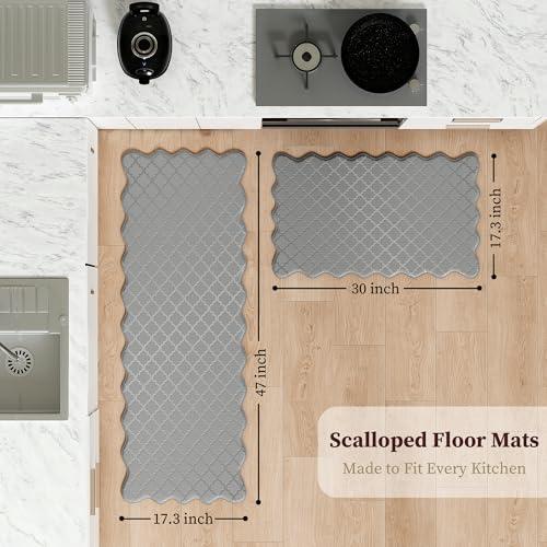 Arenarug Upgrade Scalloped Kitchen Mats for Floor 2PC, Gray Kitchen Rugs by Arenarug - Used condition - Image 7