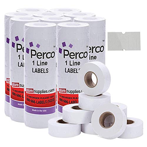 10 Sleeves of 80,000 White Perco 1 Line Blank Pricing Labels